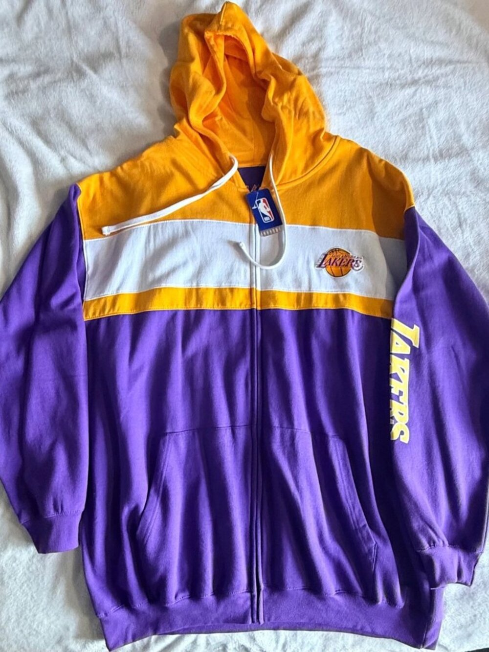 Los Angeles Lakers Majestic NBA Full Zip Hoodie Sweatshirt NWT 4XL Tall